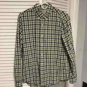 J Crew Secret Wash Green/Blue plaid shirt